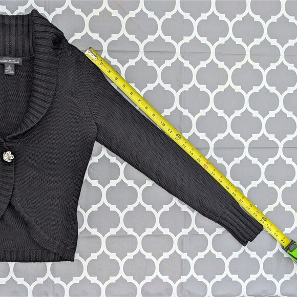 Banana Republic Black Knit Cardigan Sweater Womens Small Embellished Merino Wool - Picture 9 of 9